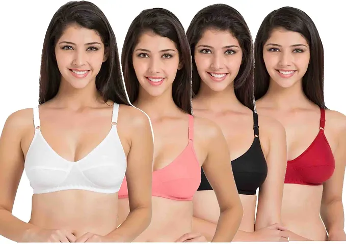 Stylish Fancy Blend Solid Bras For Women Pack Of 4