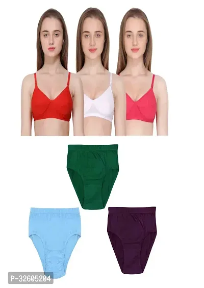 WOMEN BRA PANTY SET PACK OF 3-thumb0