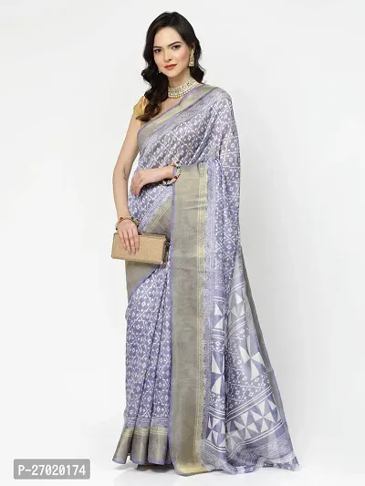 Beautiful Violet Cotton Saree with Blouse piece For Women-thumb0