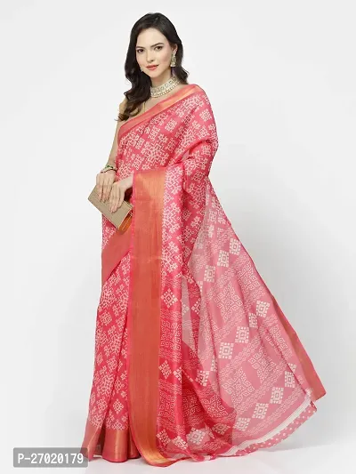 Beautiful Pink Cotton Saree with Blouse piece For Women-thumb0