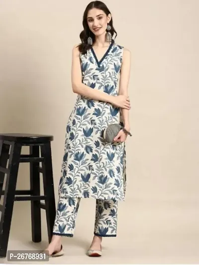 Stylish Women Cotton Blend Kurta with Bottom Set