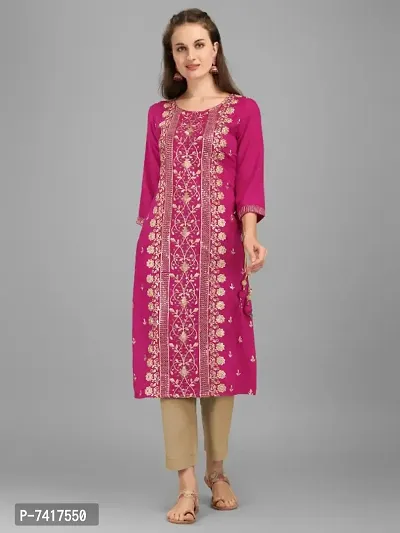 Stylish Fancy Viscose Rayon Embroidery Work With 4 Fancy Latakan Kurti For Women-thumb0