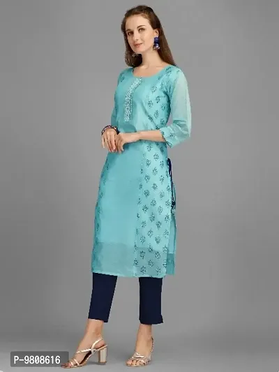 Elegant Poly Chanderi Embroidered With Fancy Latkan Kurti For Women