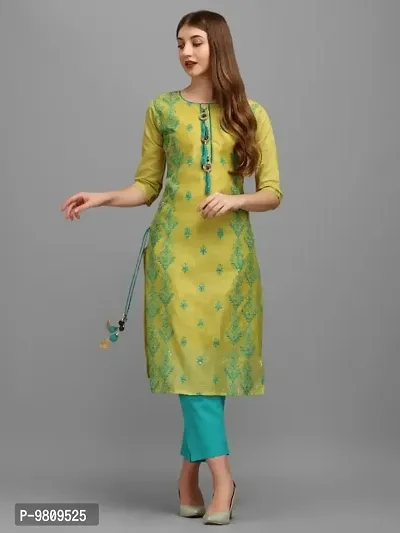 Elegant Poly Chanderi Embroidered With Fancy Latkan Kurti For Women