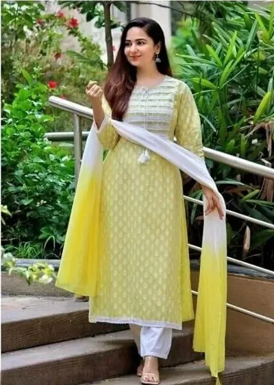 Best Selling Rayon Kurta Bottom and Dupatta Set