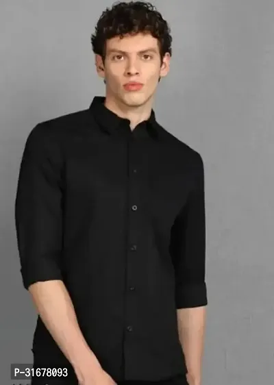 Stylish Black Cotton Casual Shirt For Men-thumb0