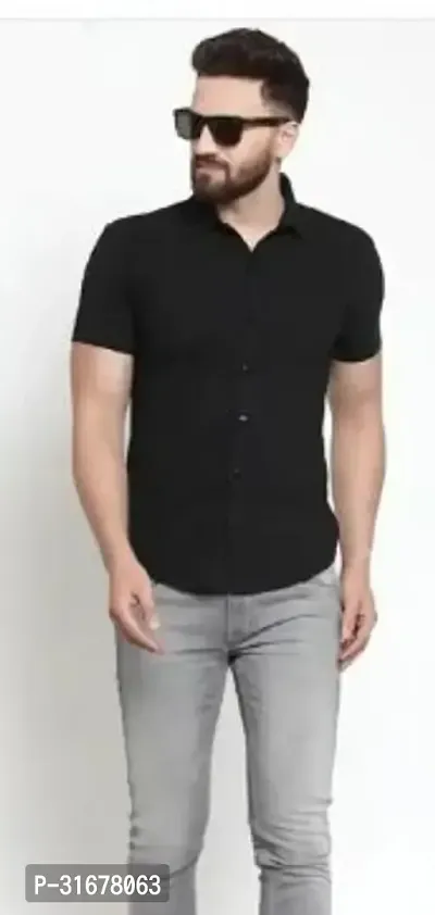 Stylish Black Cotton Casual Shirt For Men-thumb0