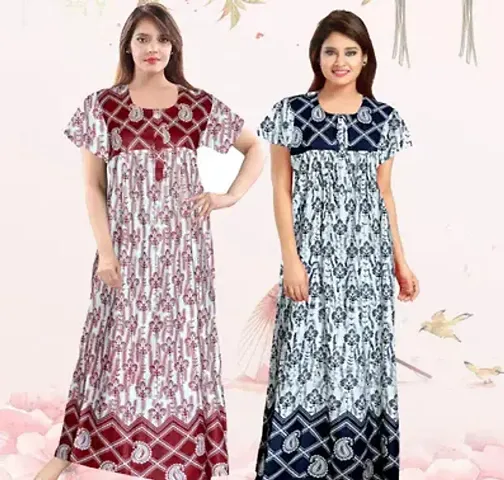 Pack Of 2 Cotton Nighty Combo For Women