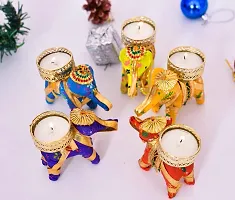 Pramonita Tealight Candle Holders Candles for Decoration Pooja Lighting Home Decoration Diwali Navratri Dussehra Gifts (Elephant)-thumb1