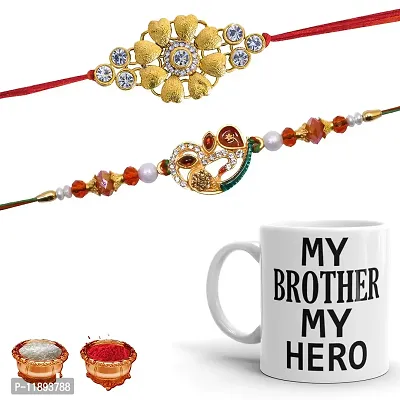 Pramonita rakhi forbrother gift| 2 Metal Rakhi Gift with Mug for Men | Rakhi Gift for Brother | (Combo of 3)