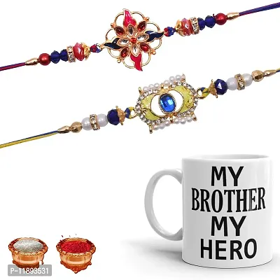 Pramonita rakhi forbrother gift| 2 Metal Rakhi Gift with Mug for Men | Rakhi Gift for Brother | (Combo of 3)