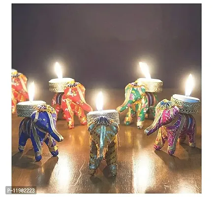 Pramonita Tealight Candle Holders Candles for Decoration Pooja Lighting Home Decoration Diwali Navratri Dussehra Gifts (Elephant)-thumb3