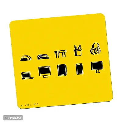 Pramonita Creative and Uniqe Design Printed Mouse Pad for Computer, Laptops, PC, Home & Office, Gaming Mousepad (Accessories Yellow-28)-thumb0