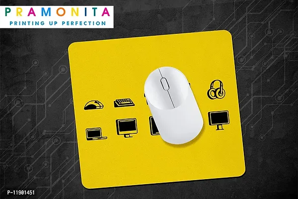 Pramonita Creative and Uniqe Design Printed Mouse Pad for Computer, Laptops, PC, Home & Office, Gaming Mousepad (Accessories Yellow-28)-thumb2