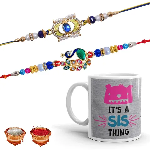 Pramonita rakhi forbrother gift| 2 Metal Rakhi Gift with Mug for Men | Rakhi Gift for Brother | (Combo of 3)