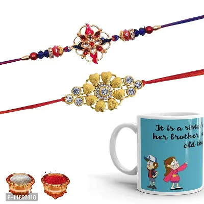 Pramonita rakhi forbrother gift| 2 Metal Rakhi Gift with Mug for Men | Rakhi Gift for Brother | (Combo of 3)