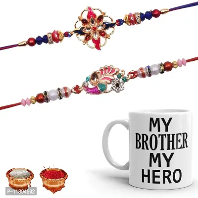 Pramonita rakhi forbrother gift| 2 Metal Rakhi Gift with Mug for Men | Rakhi Gift for Brother | (Combo of 3)