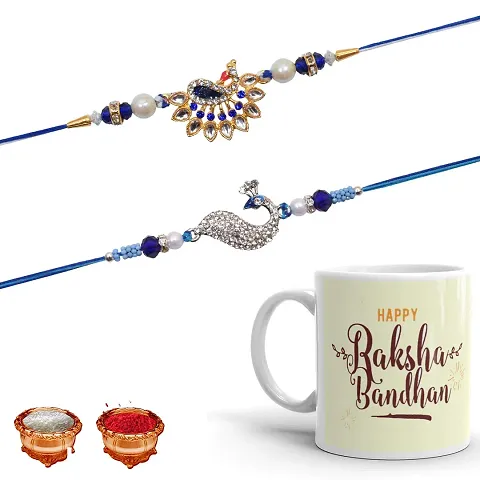 Pramonita rakhi forbrother gift| 2 Metal Rakhi Gift with Mug for Men | Rakhi Gift for Brother | (Combo of 3)