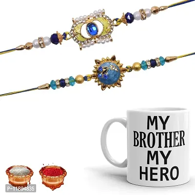 Pramonita rakhi forbrother gift| 2 Metal Rakhi Gift with Mug for Men | Rakhi Gift for Brother | (Combo of 3)