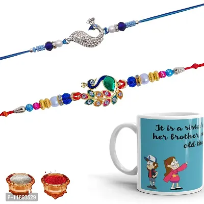 Pramonita rakhi forbrother gift| 2 Metal Rakhi Gift with Mug for Men | Rakhi Gift for Brother | (Combo of 3)