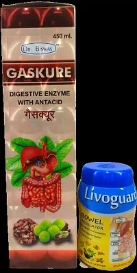 GASKURE DIGESTIVE ENMZYME  WITH ANTACID syrup and LIVOGUARD for,LIVER  DIGESTIVE DISORDER-thumb1