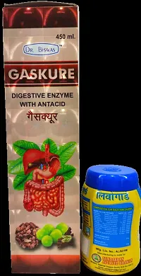 GASKURE DIGESTIVE ENMZYME  WITH ANTACID syrup and LIVOGUARD for,LIVER  DIGESTIVE DISORDER-thumb3