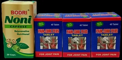 NONI CAPSULES and PAIN-CURE PLUS TABLET FOR IMMUNITY BOOSTER,JOINT PAIN,INJURY PAIN,RHEUMATOID ARTHRITIS,SCIATICA,MUSCLE PAIN|PACK OF 3|-thumb1