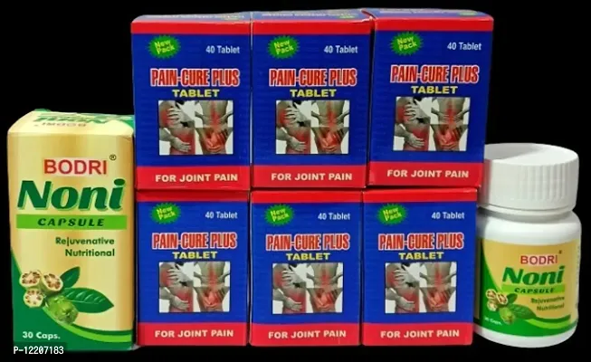 NONI CAPSULES and PAIN-CURE PLUS TABLET FOR IMMUNITY BOOSTER,JOINT PAIN,INJURY PAIN,RHEUMATOID ARTHRITIS,SCIATICA,MUSCLE PAIN|PACK OF 7|-thumb0