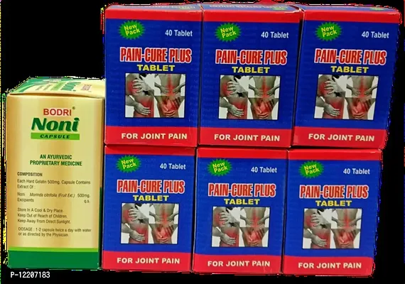 NONI CAPSULES and PAIN-CURE PLUS TABLET FOR IMMUNITY BOOSTER,JOINT PAIN,INJURY PAIN,RHEUMATOID ARTHRITIS,SCIATICA,MUSCLE PAIN|PACK OF 7|-thumb3