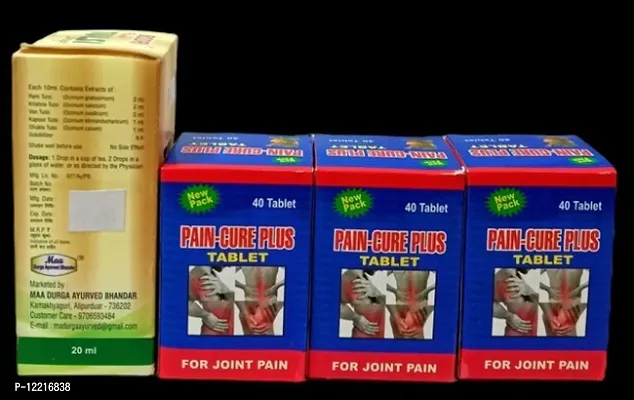 Panch TULSI Drop and PAIN-CURE PLUS TABLET FOR IMMUNITY BOOSTER,JOINT PAIN,INJURY PAIN,RHEUMATOID ARTHRITIS,SCIATICA,MUSCLE PAIN|PACK OF 4|-thumb3