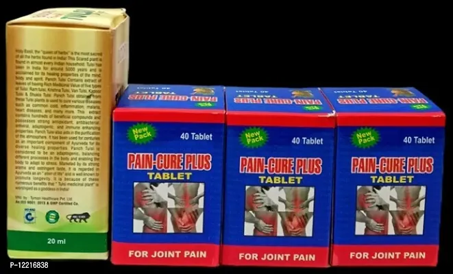 Panch TULSI Drop and PAIN-CURE PLUS TABLET FOR IMMUNITY BOOSTER,JOINT PAIN,INJURY PAIN,RHEUMATOID ARTHRITIS,SCIATICA,MUSCLE PAIN|PACK OF 4|-thumb4