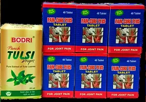 Panch TULSI Drop and PAIN-CURE PLUS TABLET FOR IMMUNITY BOOSTER,JOINT PAIN,INJURY PAIN,RHEUMATOID ARTHRITIS,SCIATICA,MUSCLE PAIN|PACK OF 7|-thumb1