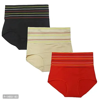 Stylish Multicoloured Cotton Blend Panty Set For Women Pack of 3