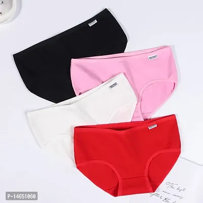 Stylish Multicoloured Cotton Blend Panty Set For Women Pack of 4-thumb0