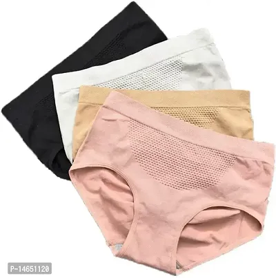 Stylish Multicoloured Cotton Blend Panty Set For Women Pack of 4-thumb0