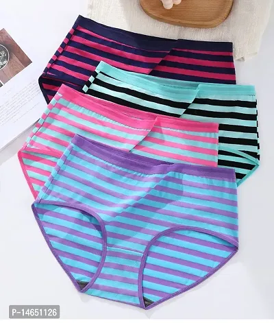Stylish Multicoloured Cotton Blend Panty Set For Women Pack of 4