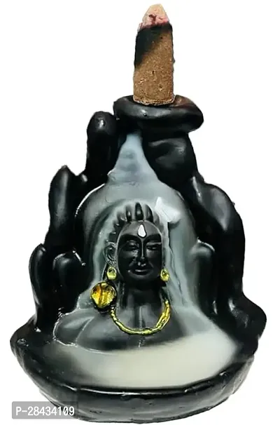 Decorative Showpiece Polyresin Meditating Lord Smoke Fountain Incense Cone Burner-thumb0