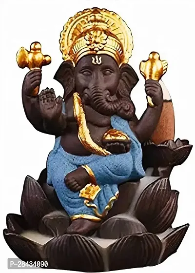 Decorative Showpiece Polyresin Meditating Lord Smoke Fountain Incense Cone Burner-thumb0