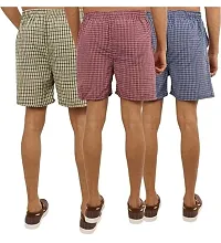 AWALA FASHION Men's Cotton Checkered Printed Boxers, Shorts, Multicolor Pack-of -3-thumb2