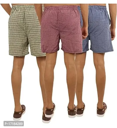 AWALA FASHION Men's Cotton Checkered Printed Boxers, Shorts, Multicolor Pack-of -3-thumb3