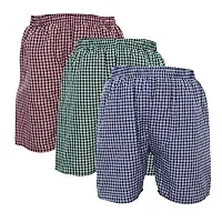 AWALA FASHION Men's Cotton Checkered Printed Boxers, Shorts, Multicolor Pack-of -3-thumb1