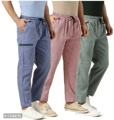 Men's Cotton Checkered Printed 3/4 Capri, Shorts,(Pack-of -2)-thumb0