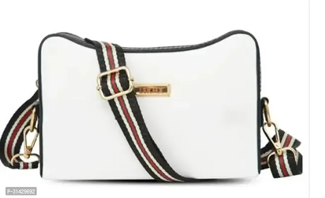 Stylish White Artificial Leather Solid Sling Bags For Women-thumb0