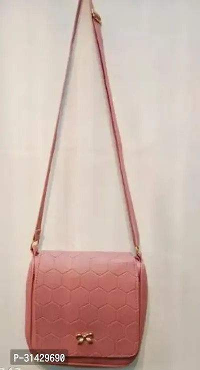 Stylish Pink Artificial Leather Solid Sling Bags For Women