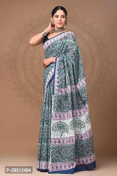 Stylish Women Cotoon Saree with blouse Piece-thumb0