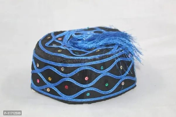 Fancy Silk Blend Muslim Namazi Topi/Prayer Cap For Men-thumb0