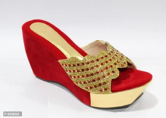 New Golden and Red Stone Platform Heels for Wedding and Bride-thumb0