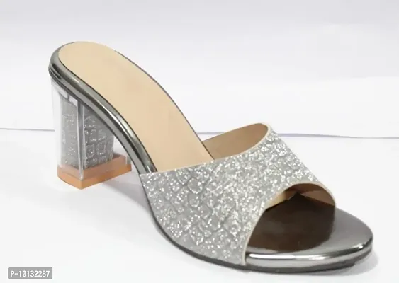 Silver Block Heel for Women-thumb0