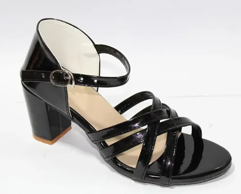 Stylish Black Ankle Strap Block Heel Sandal For Women  Girl