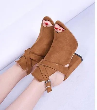 Stylish and Fashionable Brown Heel Sandal For Women  Girl